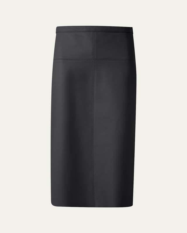 Midi Straight Leather Skirt